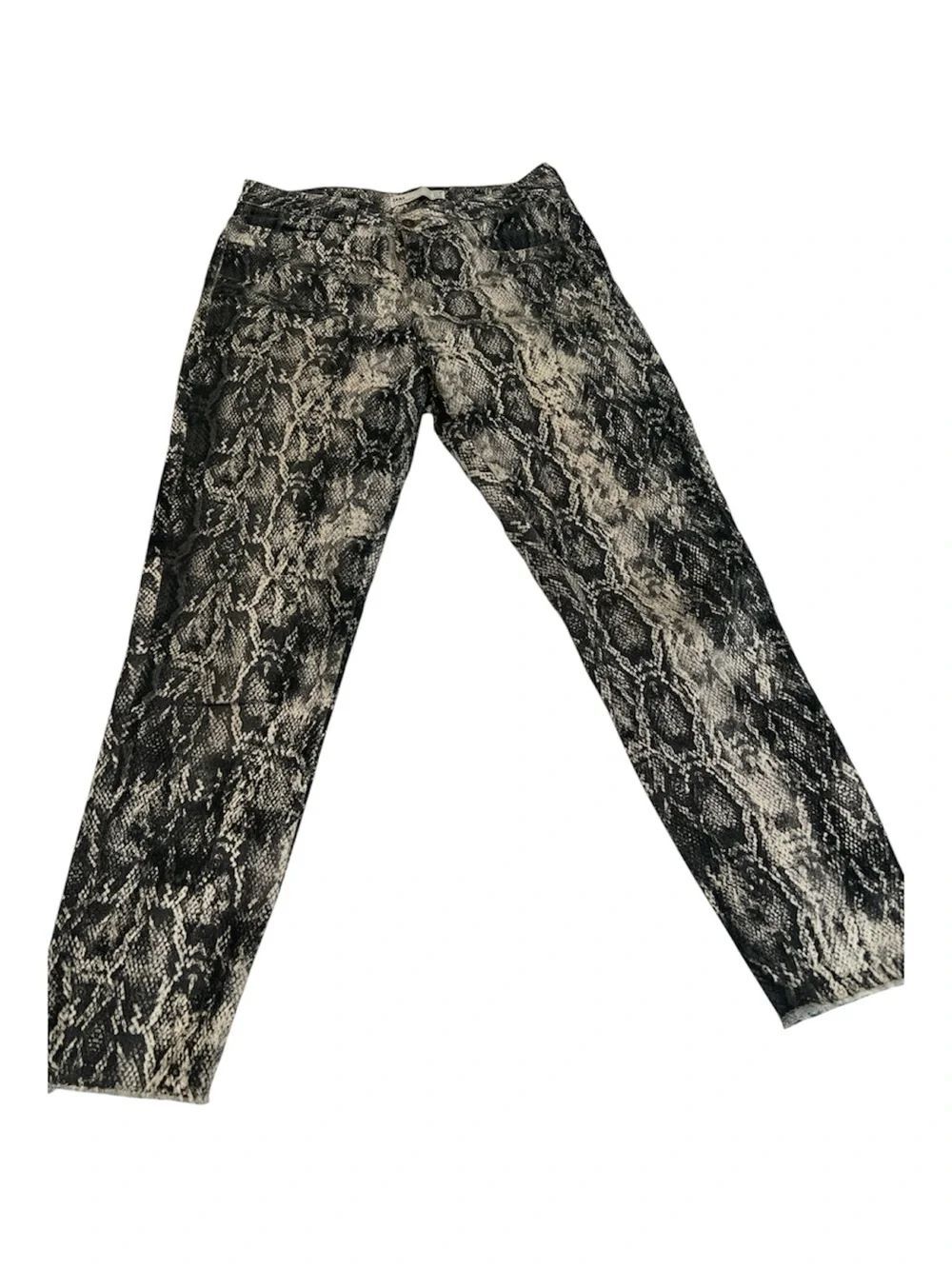 Zara Sz6 Stretchy Snake Print Straight Leg Pants in Black and White EUC